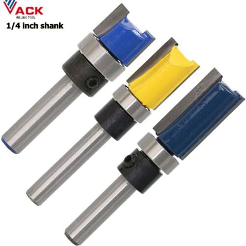 1/4 Shank Wood Router Bit Template Trim Hinge Mortising Milling Cutter Straight End Mill Trimmer Cleaning Flush Woodworking Tool