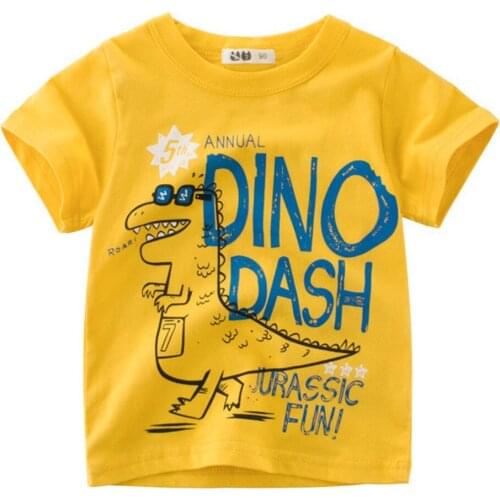 Toddler Kids Baby Boys Short-Sleeve Round-Neck Cartoon T-Shirts Summer Cotton Clothes