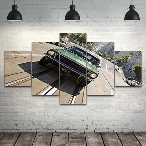 Canvas Paintings Green Car Running Wall Art HD Prints Posters 5 Pieces Road Home Decor Modular Pictures For Bedroom Framework