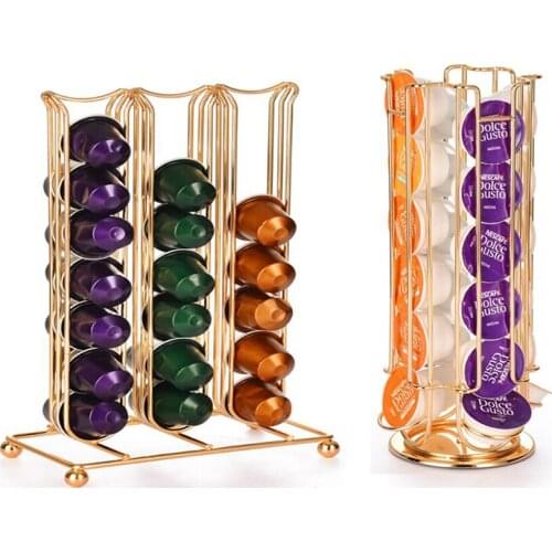 Coffee Capsule Storage Rack Stainless Steel 360 Rotating Stand Display Rack Coffee Pod Holder for 24/42pcs Dolce Gusto Capsule