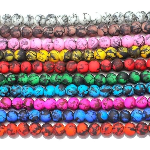 Splash Ink Crystal Beads For Jewelry Making Bulk 8MM Czech Round Lamwork Glass Beads For Bracelets DIY Crafts Charms Accessories