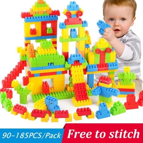 90-185CS Colorful Square Plastic Kids Building Bricks Blocks Children Building Blocks Enlighten Bricks Baby Educational Toy JM02