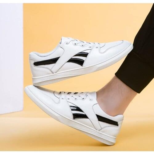 Genuine Leather Mens Casual Shoes Flat Lace Up Outdoor Mens Sneakers Shoes Male White Casual Shoes For Man
