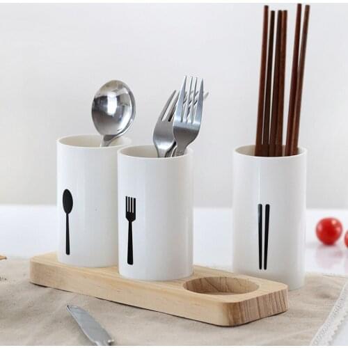 Kitchen Chopstick Cage Multifunctional Household Creative Drain Tableware Storage Box European Oak Base Chopstick Holder