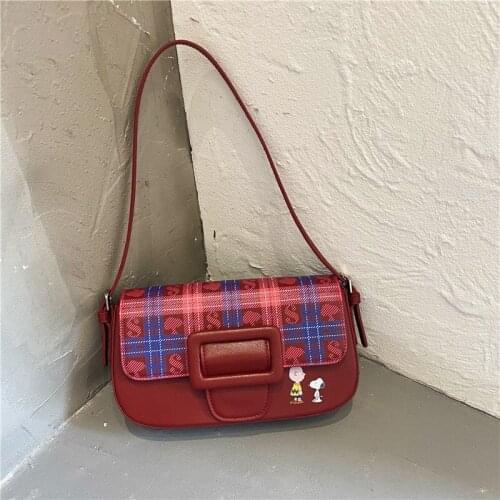 2021 summer Thailand Cambridge bag retro niche design lattice wild one-shoulder baguette underarm bag Polly bag female