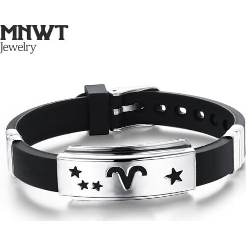 MNWT 12 Zodiac Silicone Bracelet Twelve Constellations Women Or Men Jewelry Bracelets & Bangles Male Gift Hot Adjustable Size