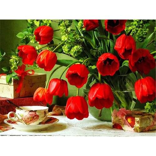 Poppy Flower Printed Fabric 11CT Cross-Stitch Set Embroidery DMC Threads Needlework Hobby Handmade Craft Room Decor Sales