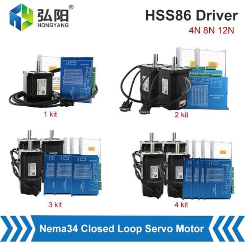 Nema 34 Closed Loop Servo Motor Kit 12N 8N 4N 6A 2-Phase & HSS86 Hybrid Stepping Motor Driver 200khz + 70V Power Supply