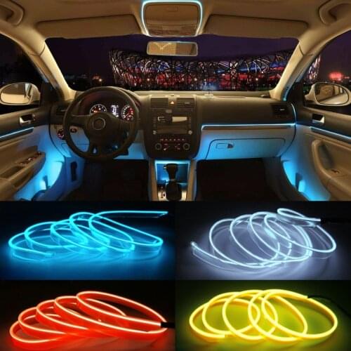 DIY Decoration Neon Light 12V 5 Meters Auto Car Interior LED Flexible EL Cold Wire Rope Tube Line Dashboard Console Door