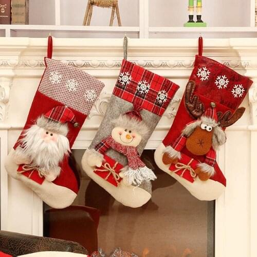 New Year Christmas Stocking Sack Xmas Gift Candy Bag Christmas Decorations for Home Navidad Sock Christmas Tree Decorations