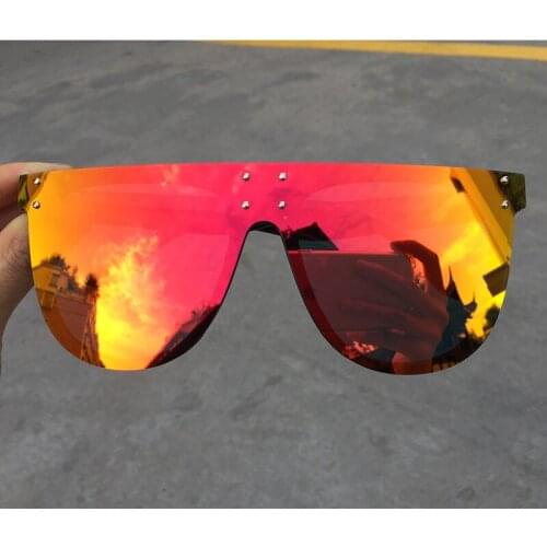 Red Oversized Shades Women Sunglasses Fashion Mirror Square Glasses Big Frame Vintage Retro Glasses One Lens Sunnies
