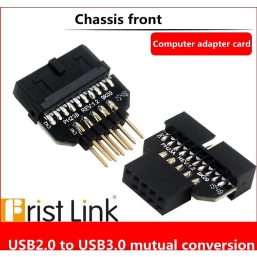 Motherboard USB 3.0 19/20pin to USB 2.0 9pin conversion adapter USB2.0 9-pin to USB3.0 19pin front panel plug-in