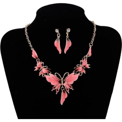 Butterfly short brand Luxury Necklace earrings jewelry sets Necklaces & pendants women statement accessories fashion 2017