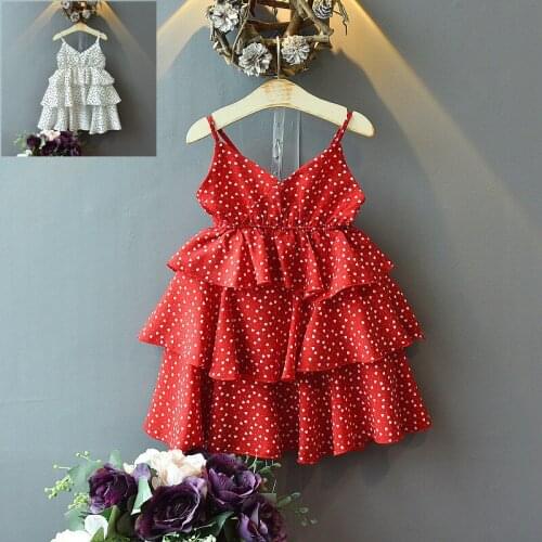 Girls Dresses 2021 new arrival Summer Polka Dots Princess Dress Female Kids Layered Dress 2-7 Years Children Clothes Party