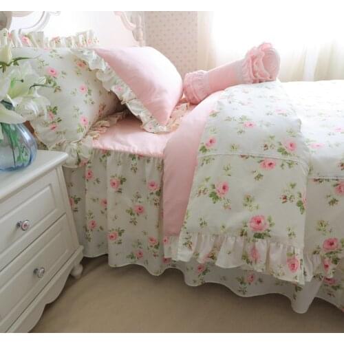 Romantic Green Pink Rose Bedding Set Girls Kids Bed Set Twin Full Queen King Size