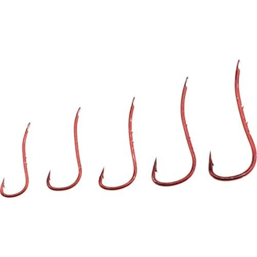 Rompin 100pcs Red color Baitholder Ryusen Hook Central Draught Fish Hook Size 10 12 14 16 18 Earth Worm Carp Fishing Bait Hooks