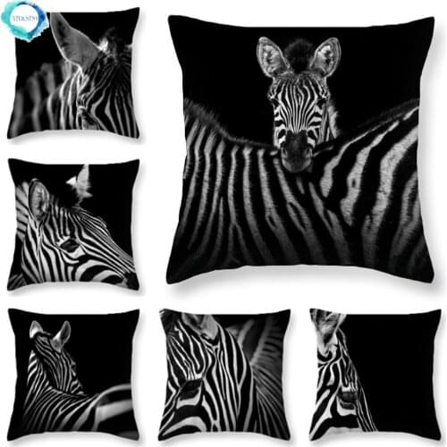 Animal Zebra Printed Polyester Cushion Cover Bedroom Hotel Car Decoration Home Sofa Square Pillowcase 45X45cm