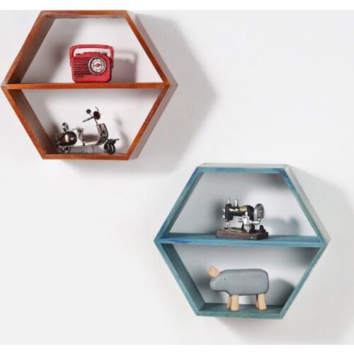 Hexagon Modern Wall Shelf Rack Floating Mounted Storage Display Home Decoration