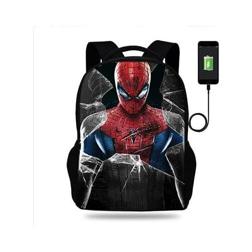 Disney School Bags Spider man Print Backpack Teenager Boys Kids USB Port Backpack Students Children School Bags Daily Mochila