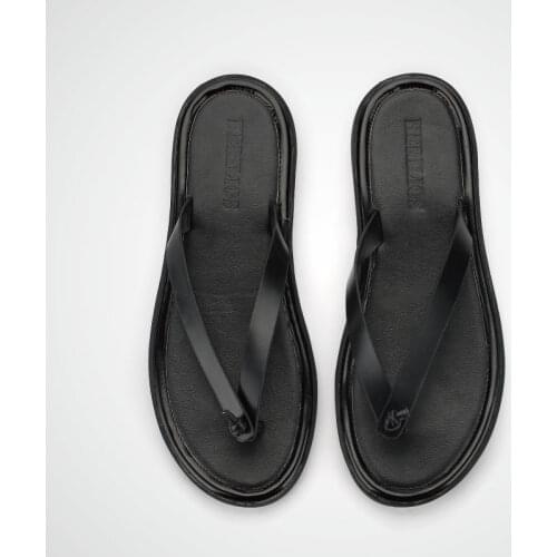 Summer flip flops mens slippers beach sandals leather fashion pinch casual sandals