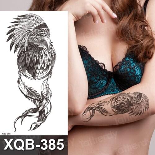 Owl eagle wolf temporary tattoo black animal sexy fake tattoo for woman armband wrist sleeve tattoo sticker black waterproof arm
