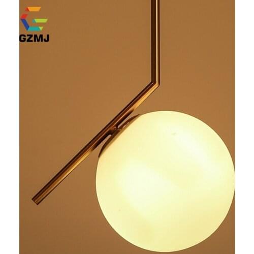 GZMJ Nordic Style Brief LED Pendant Lights 90V-240V Glass Ball Lampshade Bedroom Hanging Lamp Modern Dining Room Hanglamp E27