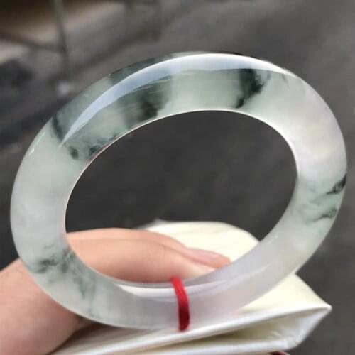 Only One !55.5MMCertified (Grade A)100% Natural Green Jadeite JADE Bracelet Women Bangle