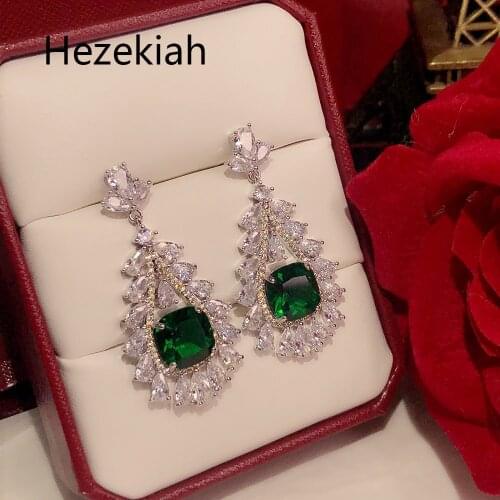 Hezekiah needle Earrings Free shipping Personality green Womens Earrings Dance party Superior quality Earrings female
