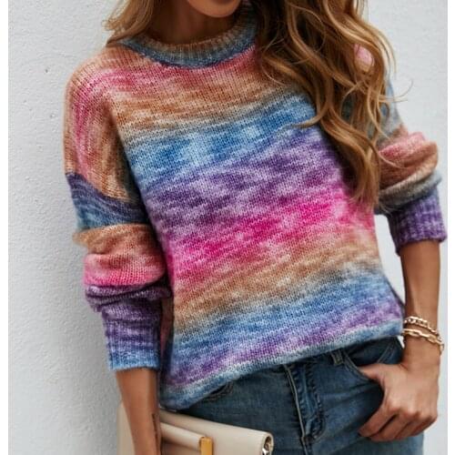 Autumn Cashmere Rainbow pullover color sweater fashion 2021 womens knitted sweater knitted Pullovers women jumpers winter
