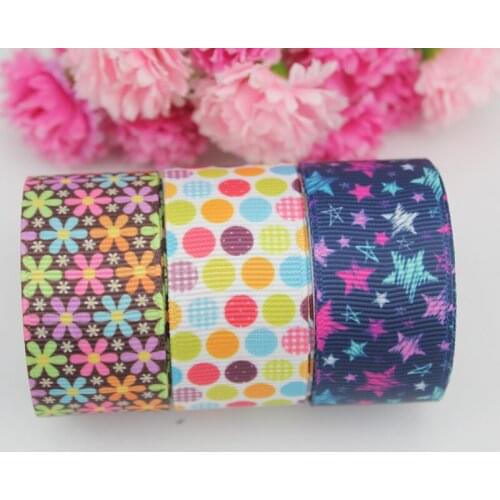 1" 25mm Floral Print Grosgrain Ribbon Star Printed Ribbon Diy Handmade Material Gift Package Printing Bow Printing