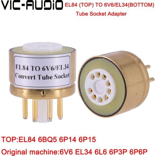 1PC EL84 6P14(Top) TO 6V6 EL34(Bottom) 9Pin TO 8Pin Tube DIY Audio Vacuum Tube Adapter Socket Converter Amplifier DIY
