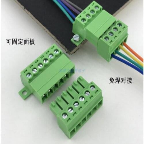 10sets 3.81 panel fixed terminal block K15EDGRKS-3.81MM spacing aerial butt welding free plug 2P-24P