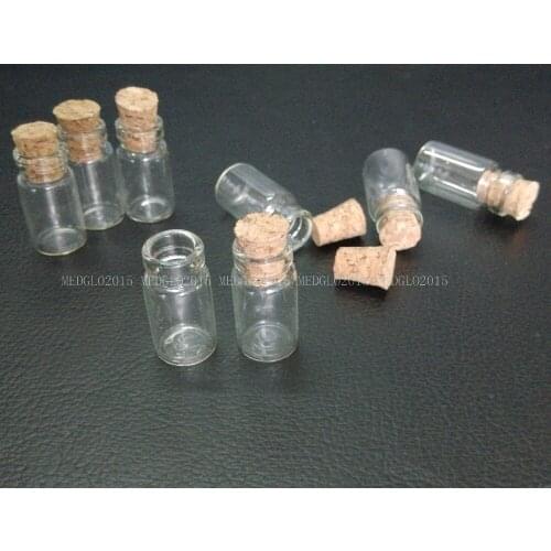 10Pcs 1ml Empty Clear Glass Bottle With Wood Stopple Mini Sample Glass Vial 1ml Sub Bottle