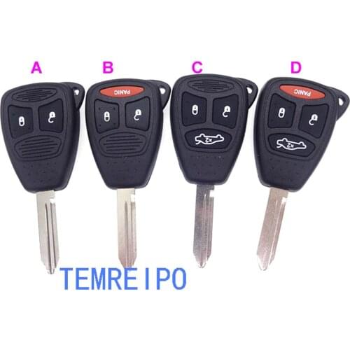 10pcs/lot Remote Key Shell fit for CHRYSLER DODGE JEEP Car Key Case And Rubber Key Pad No Battery holder