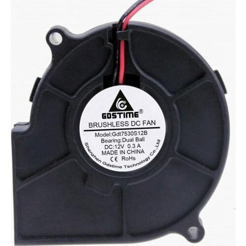 100 Pcs Gdstime Dual Ball Bearing DC 12V 75x30mm Cooling Cooler 75mm x 30mm Brushless Exhaust Blower Fan