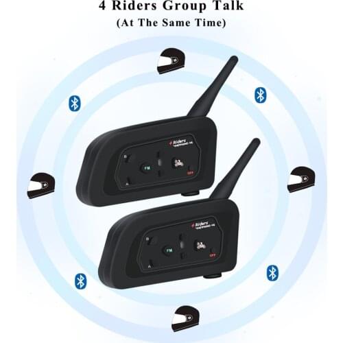 2PCS Vnetphone V4 Motorcycle Intercom Helmet Bluetooth Headset kask intercom moto FM Radio 4 Riders Talk at The Same Time