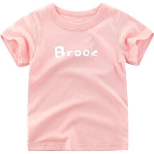 2020 Summer Fashion Letter T-shirt Children Girl Short Sleeves Pink Greeen Tees Baby Kids Cotton Tops For Girls Clothes 2-10Y