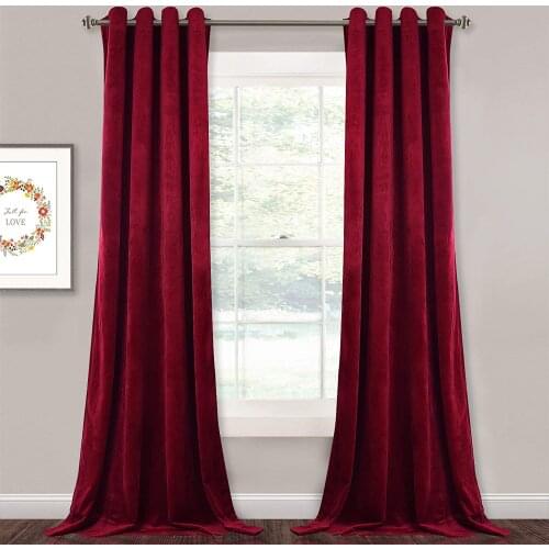 Velvet Curtains 100% Blackout Curtains Thermal Insulated Noise Absorb Window Dressing for Every Size