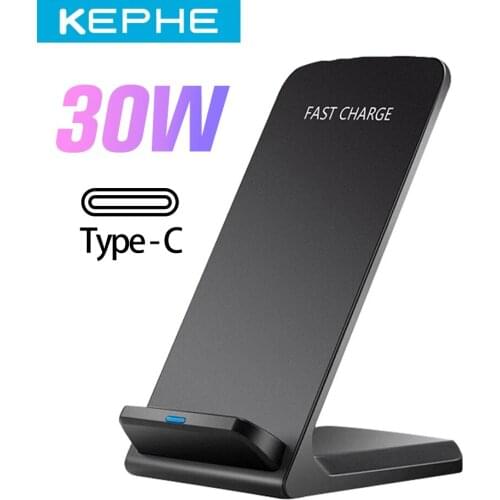 30W QI Wireless Charger Quick Charge 3.0 Fast Charging for iPhone 8 10 XR Samsung S10 S9 S8 2-Coils Stand 5V/2A & 9V/1.67A