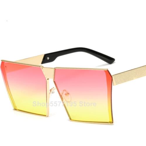 Oversized Square Rimless Sunglasses Women Men Mirror Flat top Big Glasses 2020 Brand Designer Sun Glasses For Female