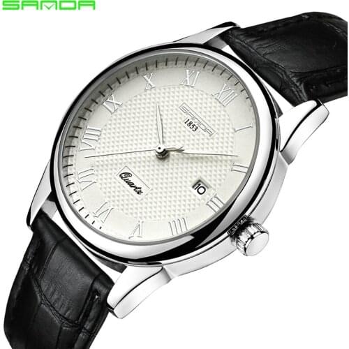 SANDA Fashion Mens Watch Waterproof Mens Watches Top Brand Luxury Clock Relojes Hombre Leather Band Relogio Masculino 189