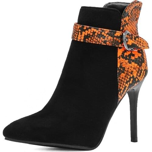 COOLULU Sexy Thin High Heel Ankle Boots Women Pointed Toe Fashion Winter Boots Women Shoes Party Dress Boots Big Size 34-45