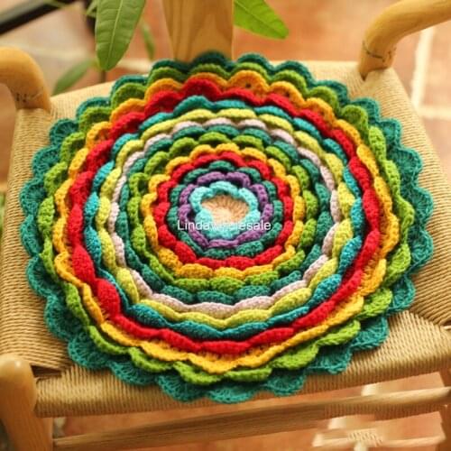 Colored lotus cushion,Hand made Country style pad,Home decoration carpet