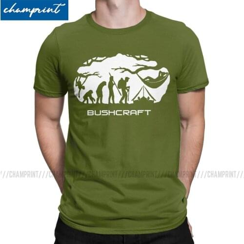 Bushcraft Survival Hammocking Evolution Print T Shirt Men Camping Mountain Travel Wild T-Shirt Crewneck Tees Short Sleeve Tops