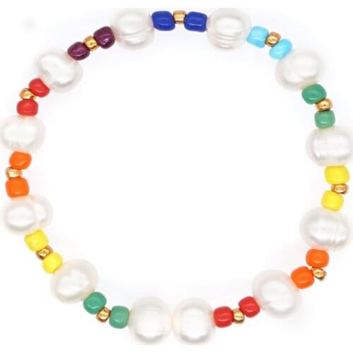GO2BOHO Freshwater Pearls Bracelet For Women Braclet Pulseras Moda Jewelry Colorful Rainbow Beaded Bracelets Girlfriend Gift