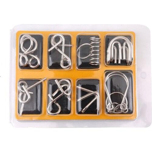 New 8PCS/Set Metal Wire Puzzle IQ Mind Brain Teaser Puzzles Game For Adults Children Kids Game Classic Educational Toy