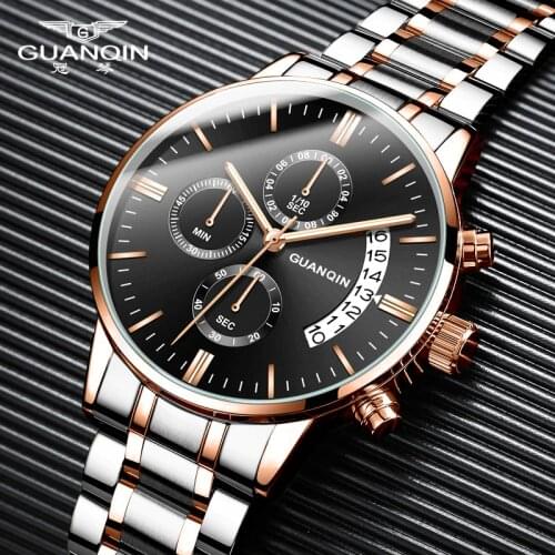 GUANQIN Relogio Masculino Men Watches Luxury Famous Top Brand Mens Fashion Casual Dress Watch Military Quartz Wristwatches Saat