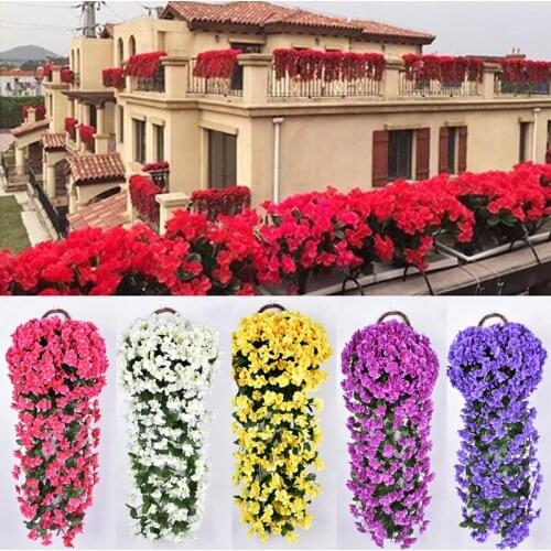 Artificial Violet Flower Party Decoration Simulation Valentines Day Wedding Wall Hanging Basket Flower Orchid fake Flowers