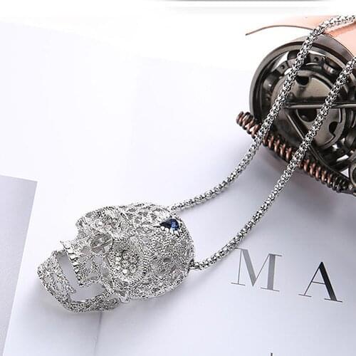 Creative Halloween Gothic Retro Crystal Skull Pendant Necklace Women Jewelry Chains Gift Accessory Vampire Christmas Punk Choker