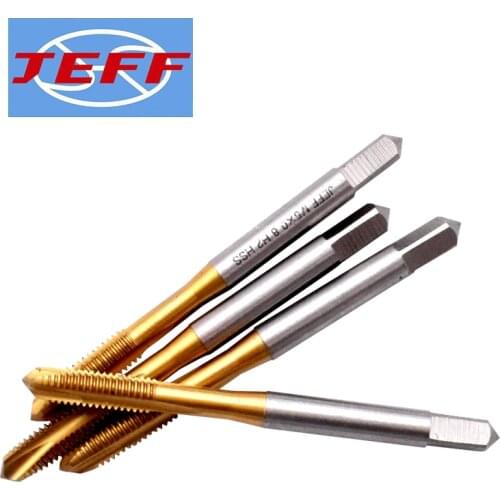 JEFF HSS Metric With TIN Spiral Pointed Tap M2 M2.5 M3 M4 M5 M6 M8 M10 M12 X0.45 X0.5 X0.7 X0.8 X1.5 Machine Screw Thread Taps